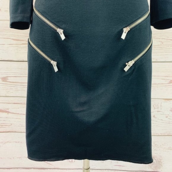 Express Goth Sexy Black Sheath Dress with Punk Silver Zipper Accents, Small - Picture 5 of 12